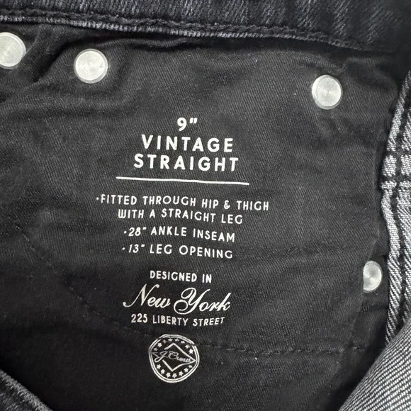 J. Crew 9" Mid Rise Vintage Straight Jeans Dark Gray Rinse Wash Size 28 - Picture 4 of 7